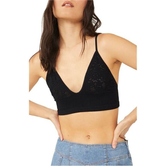 Free People Womens Feels Right Bralette, Black, NWT - Picture 1 of 1